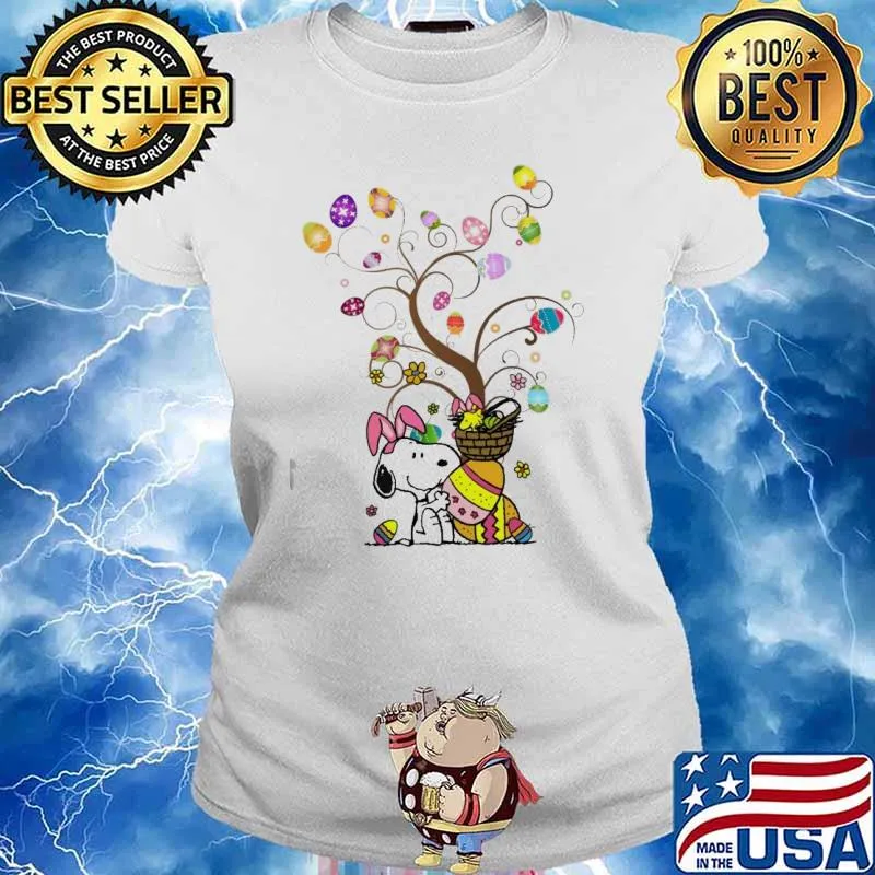 Snoopy and woodstocks Easter tree s Ladies tee
