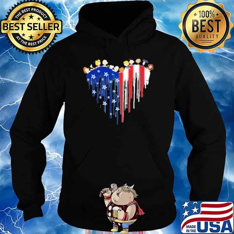 Snoopy Charlie Brown woodstocks and friends heart America flag s Hoodie