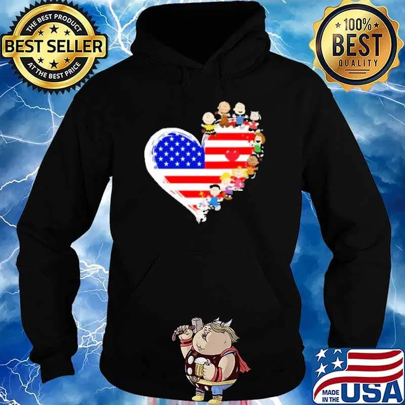 Snoopy Charlie Brown woodstocks and friends love heart America flag s Hoodie