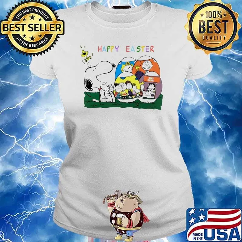 Snoopy woodstocks Charlie Brown and friends happy easter s Ladies tee