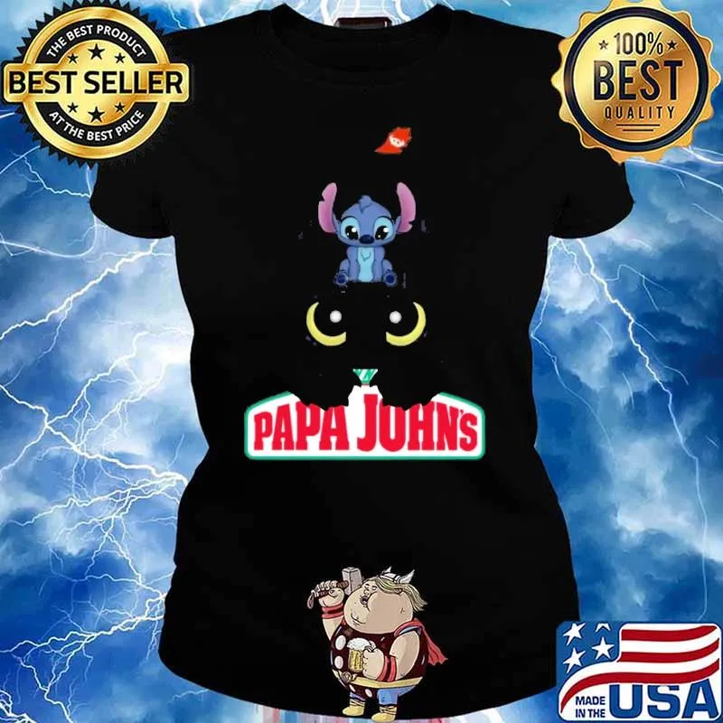 Stitch and Toothless Papa John's s Ladies tee