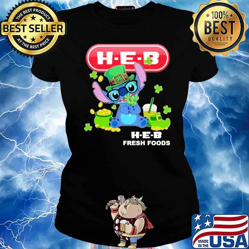 Stitch hug Heb fresh foods St.Patrick's day s Ladies tee