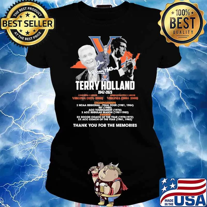 Terry Holland 1942-2023 Virginia championships thank you for the memories signature s Ladies tee