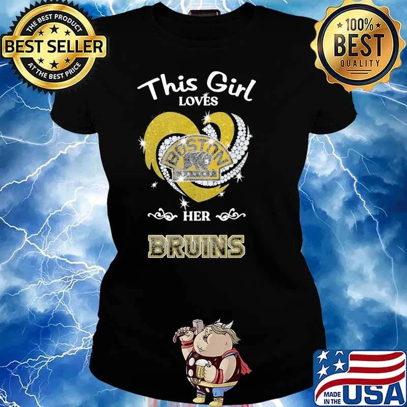 This girl loves Boston Bruins her diamond heart s Ladies tee