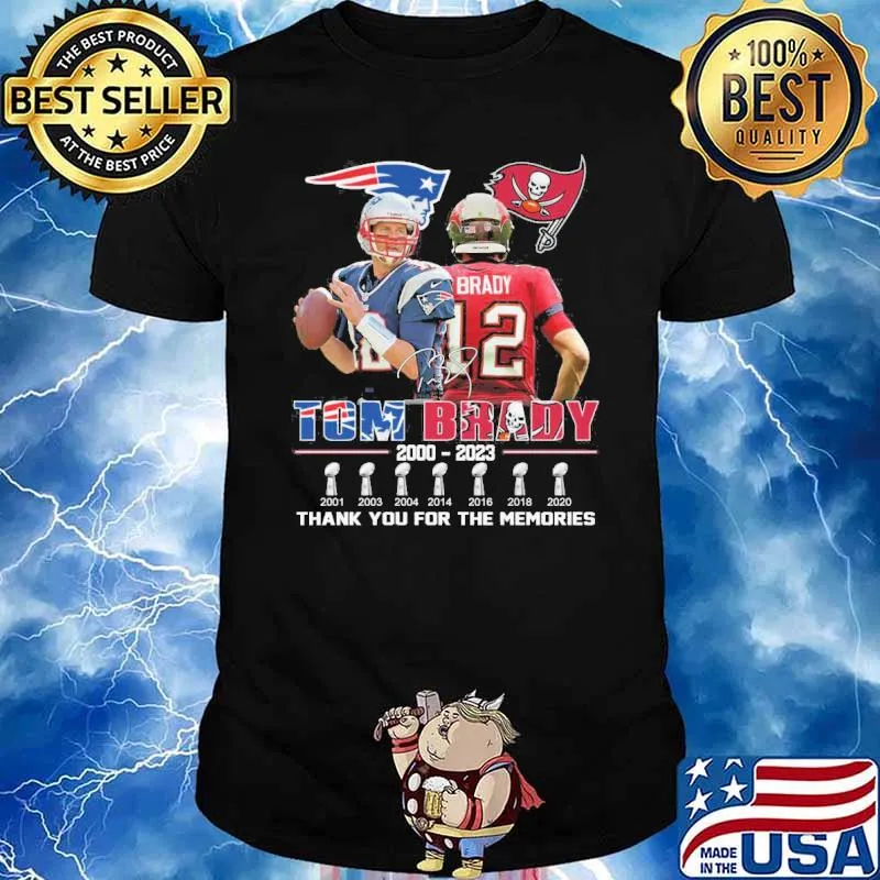 Tom Brady 2000-2023 thank you for the memories New England Patriots and Tampa Bay Buccaneers shirt