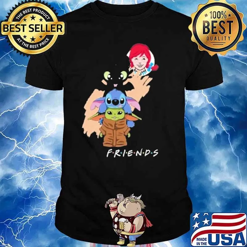 WENDY'S toothless stitch baby yoda friends shirt