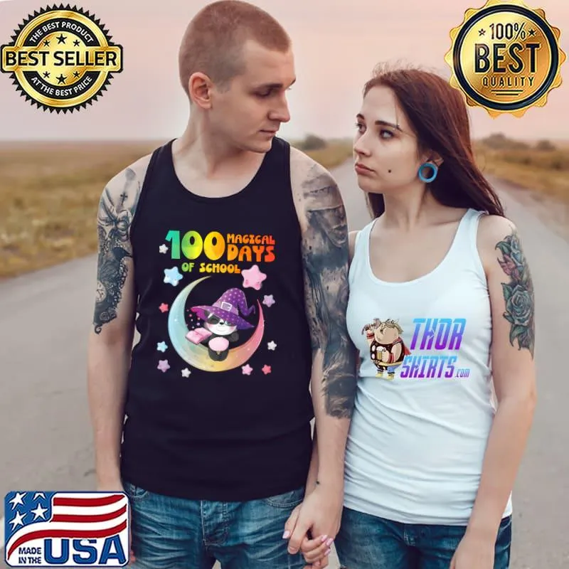 100 Magical Days Of School Panda Wear Hat Witch Moon Stars T-Shirt Tank Top