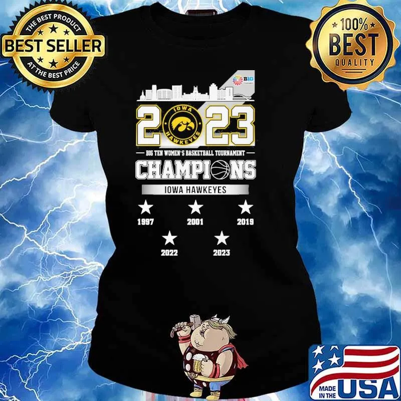 2023 Iowa Hawkeyes big ten women's basketball tournament champions s Ladies tee