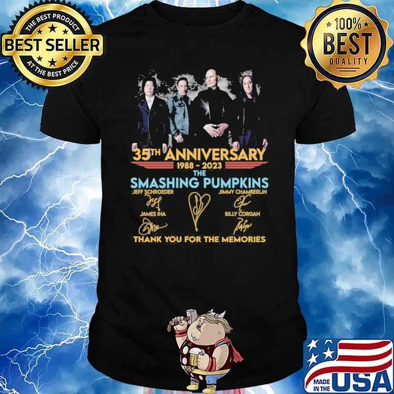 35TH ANNIVERSARY 1988-2023 The Smashing pumpkins thank you for the memories signatures shirt