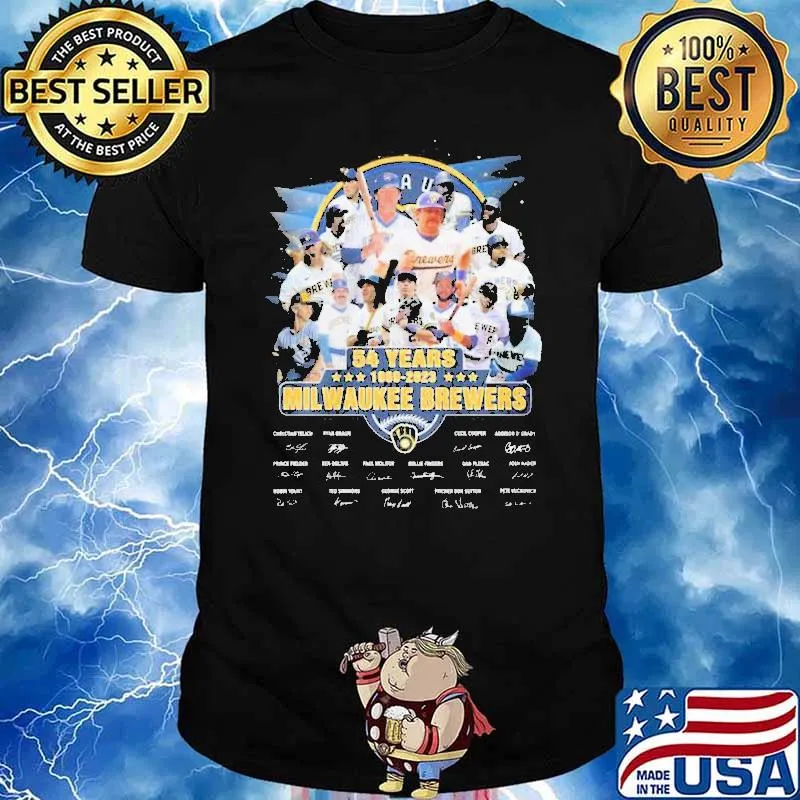 54 years 1989 2023 Milwaukee Brewers all team signatures sport shirt