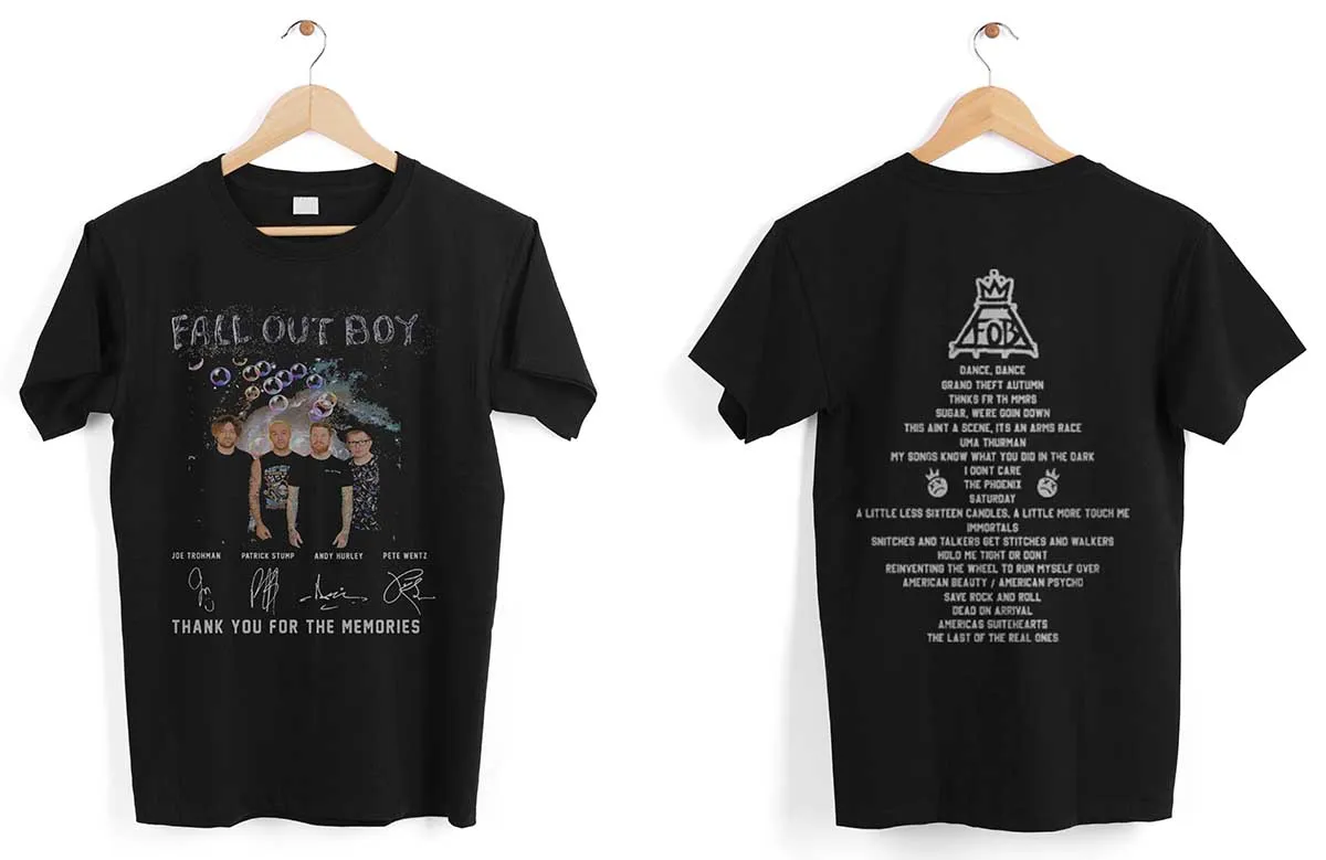 Scrip Boston Fall out boy thank you for the memories signature shirt - Image 3