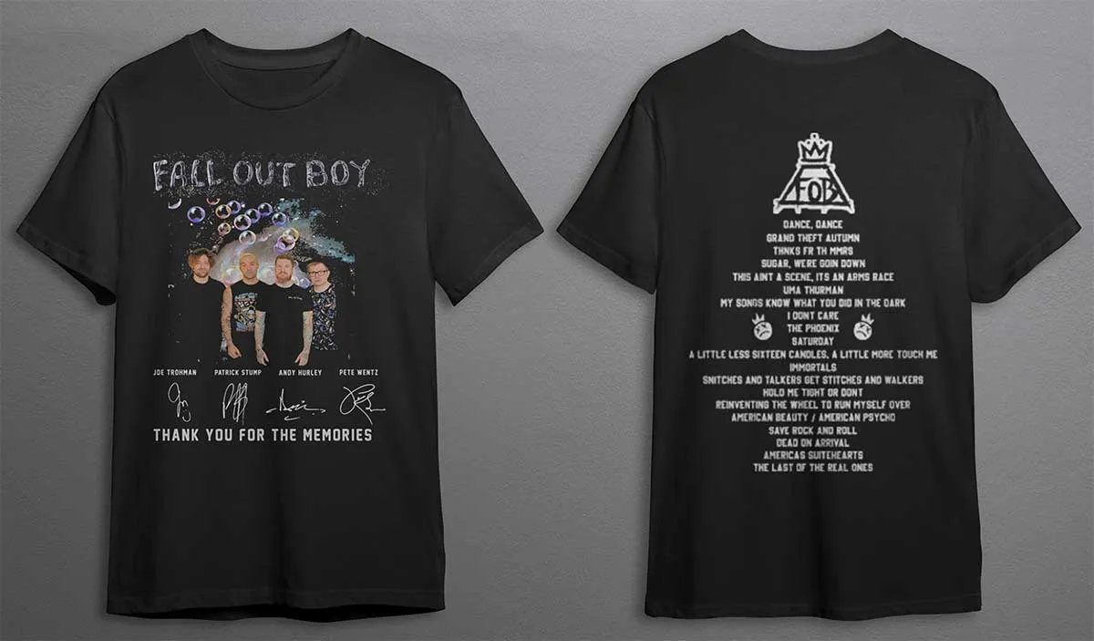 Fall Out Boy thank you for the memories signatures shirt