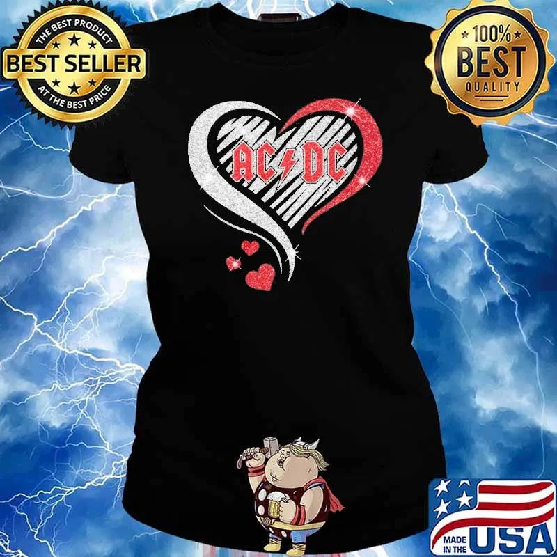 AC DC band heart love diamond s Ladies tee