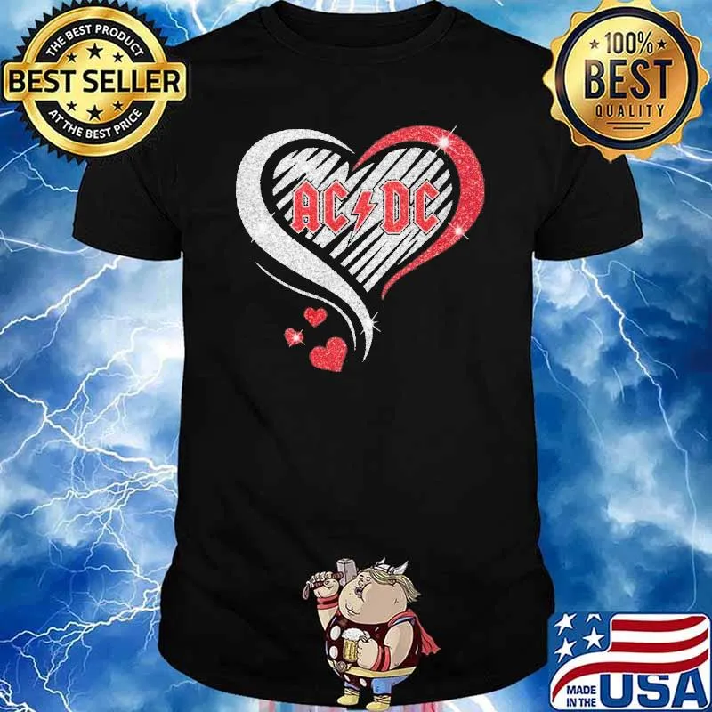 AC DC band heart love diamond shirt