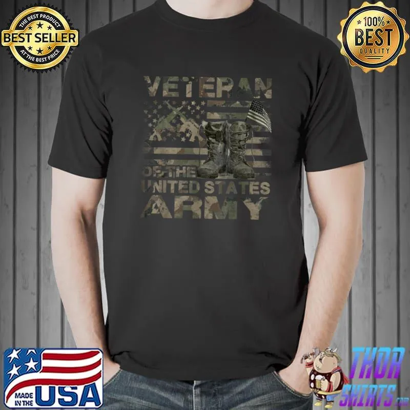 American Flag Camouflage Veteran Of The United States Army T-Shirt