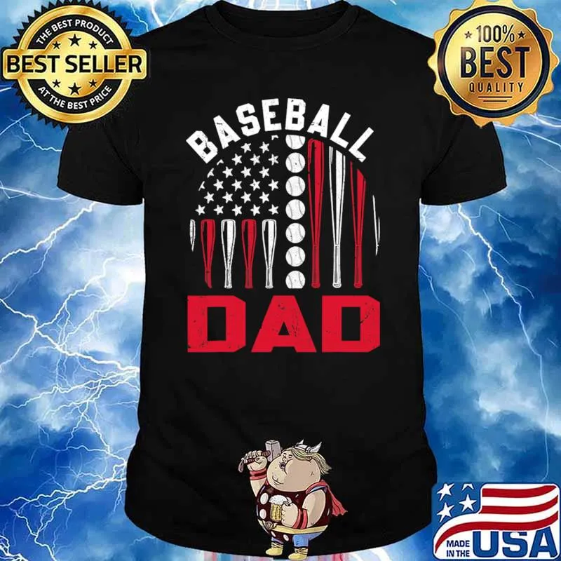 American Flag Softball Baseball Dad Ball Father's Day T-Shirt
