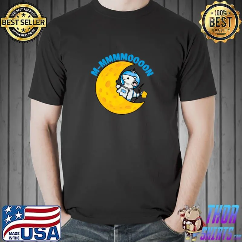 Astronaut Mouse Eating Moon Cheese T-Shirt Unisex