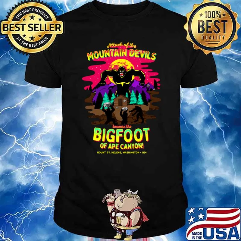 Attack Of The Mountain Devils Bigfoot Battle Ape Canyon Mt St Helens 1924 Cryptid T-Shirt