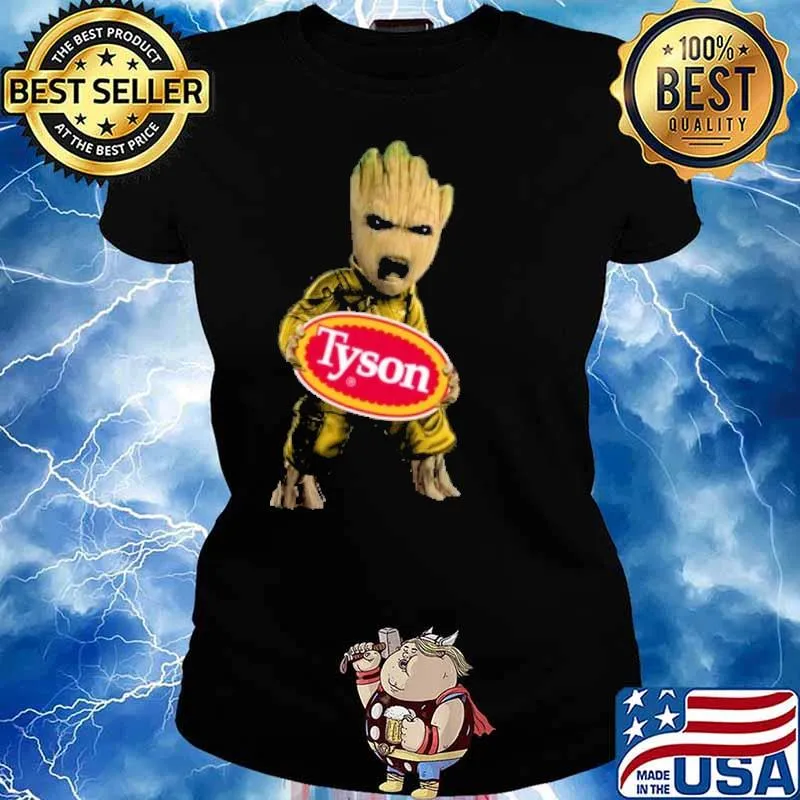 Baby Groot hug Tyson food s Ladies tee