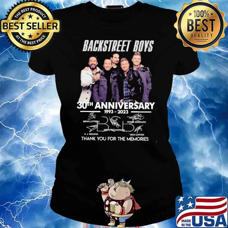 Backstreet boys 30th anniversary 1993-2023 thank you for the memories signatures s Ladies tee