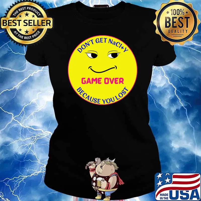 Don't Get Salty Gaming Sore Loser Gamer Life Humor Emoji In Blue T-Shirt Ladies tee