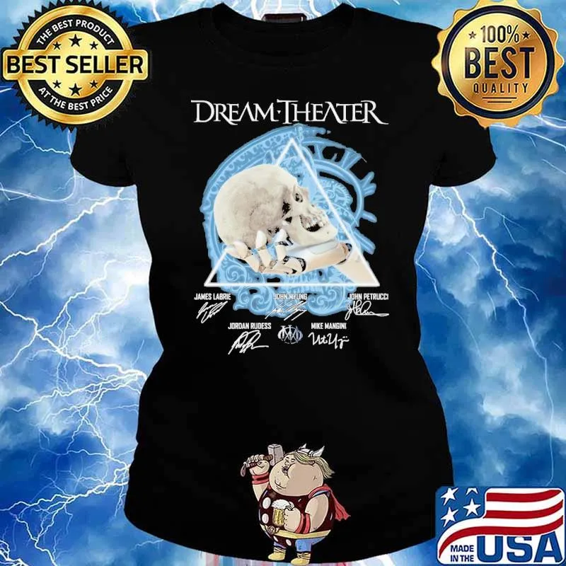 Dream Theater James labrie John Myung signatures skull s Ladies tee