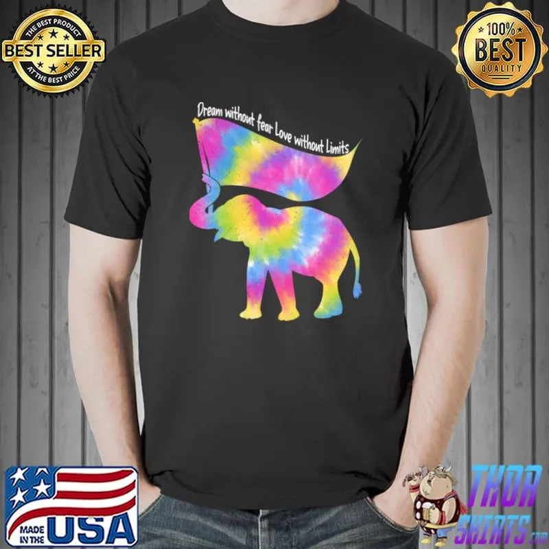 Dream Without Fear Love Elephant Lgbt Pride Tie Dye T-Shirt