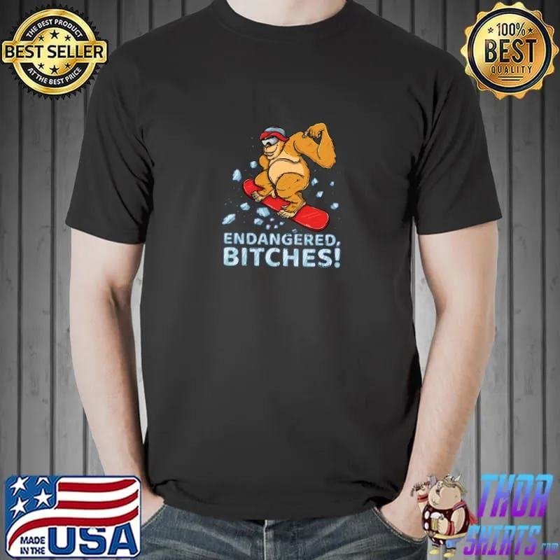 Endangered Orangutan Bigfoot Snowboarding Life T-Shirt Unisex