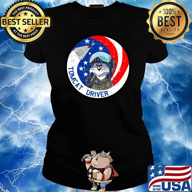 F-14 Tomcat Tomcat Driver Grunge Style Usa Flag T-Shirt Ladies tee