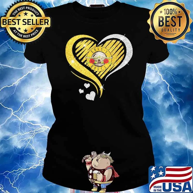Guns a roses heart love diamond s Ladies tee