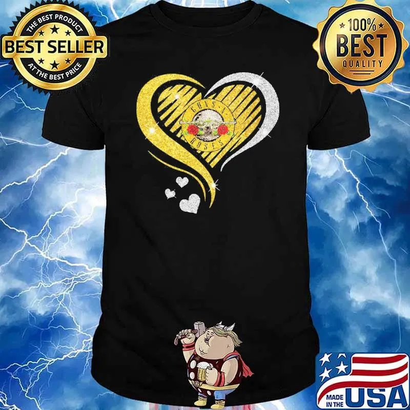 Guns a roses heart love diamond shirt