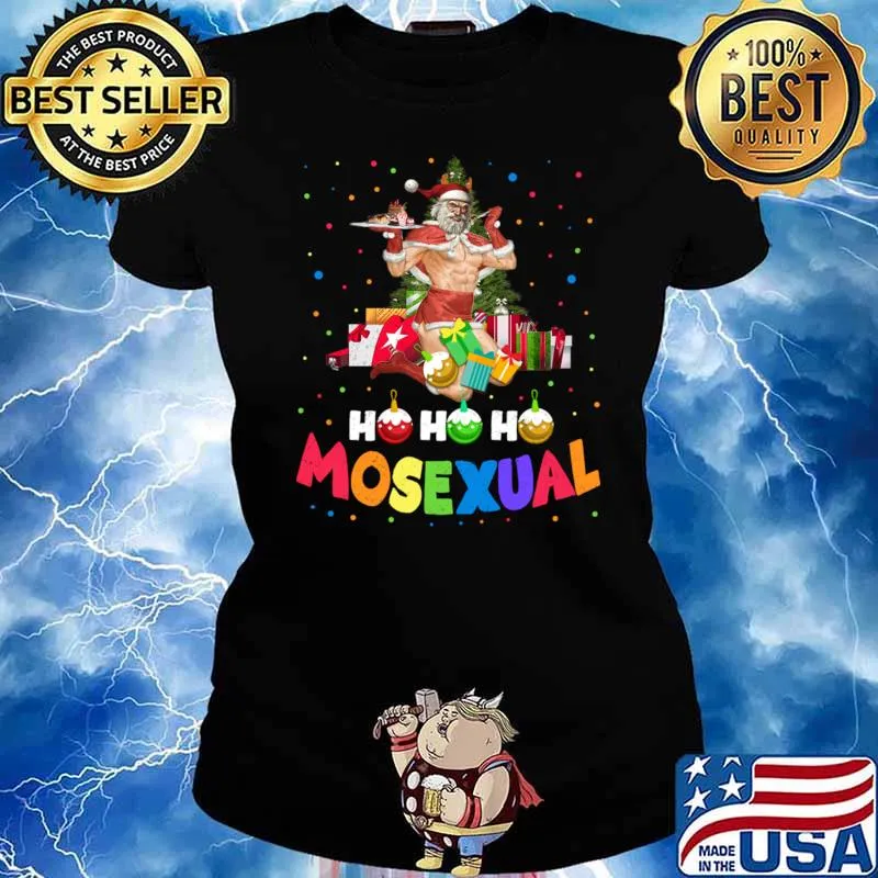 Ho Ho Ho Mosexual Gay Santa Lgbt Pun Gay Pride Christmas T-Shirt Ladies tee