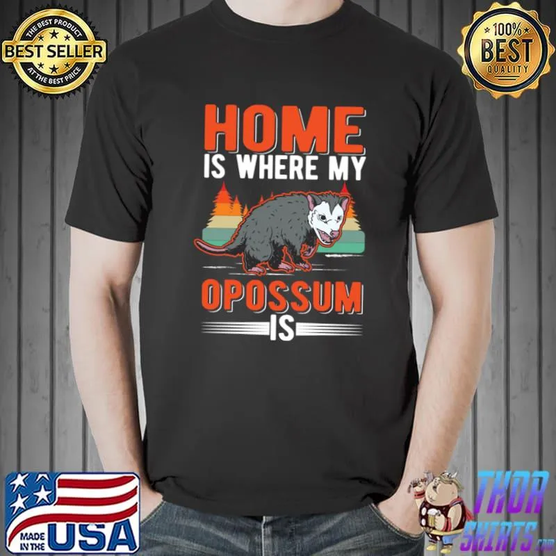 Home Is Where My Opossum Possum Vintage Sunset T-Shirt