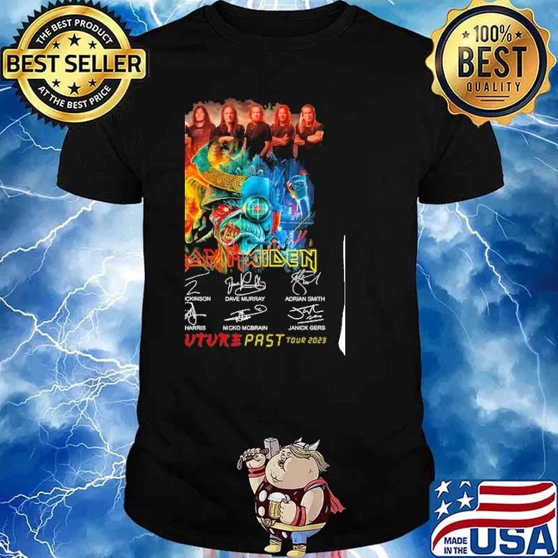 Iron Maiden future past tour 2023 signatures shirt