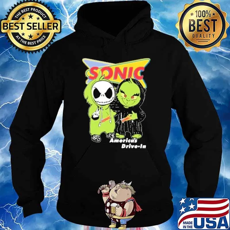 Jack Skellington and grinch Sonic America's drive in s Hoodie