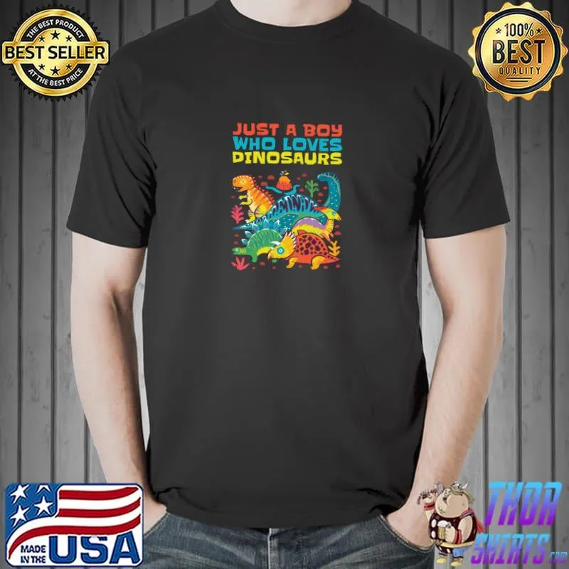 Just A Boy Who Loves Dinosaurs Watercolor T-Shirt Unisex