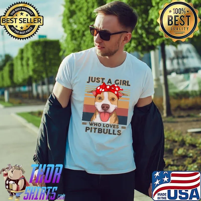 Just a girl who loves pitbulls wear ribbon red vintage T-Shirt