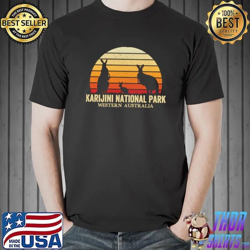 Karijini National Park Western Australia Kangaroo Vintage Sunset T-Shirt