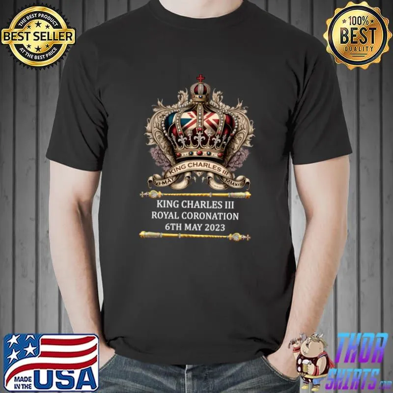 King charles III royal coronation 6th may 2023 crown us flag T-Shirt