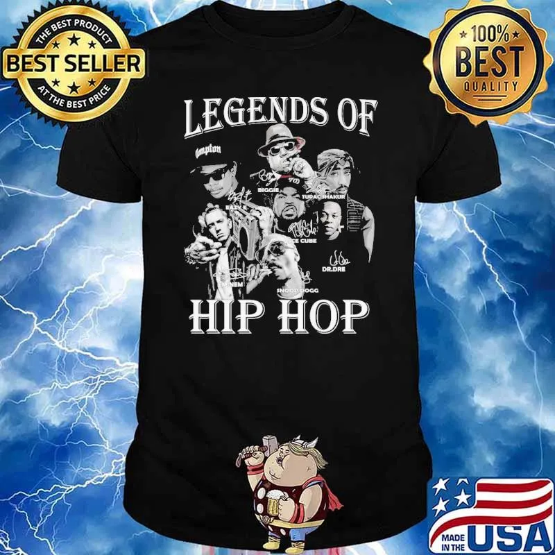 Legends of hip hop Biggie Tupac Shakur snoopy dogg signatures shirt