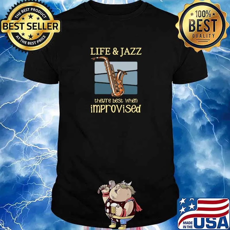 Life And Jazz They're Best When Improvised Jazz Music Vintage T-Shirt