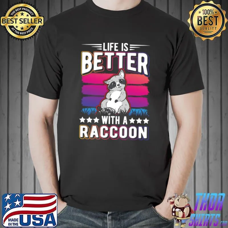 Life Is Better With A Raccoon Racoon Stars Vintage T-Shirt