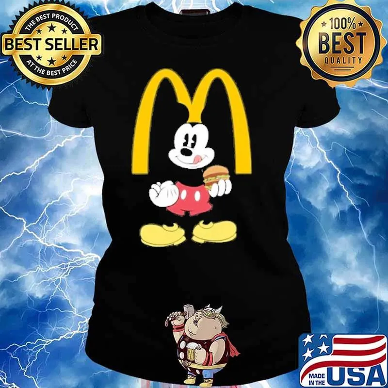 Mickey mouse eat MCDONALD'S s Ladies tee