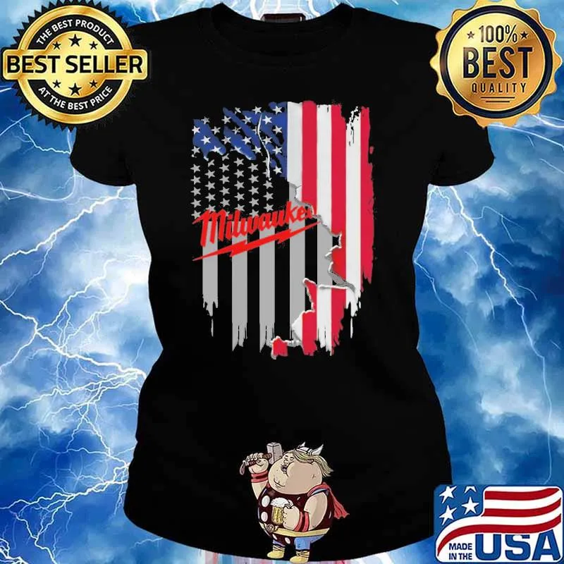 Milwaukee America flag s Ladies tee
