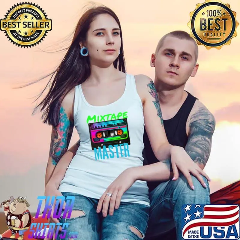 Mixtape Master 80s Retro Neon Cassette Tape T-Shirt Tank Top