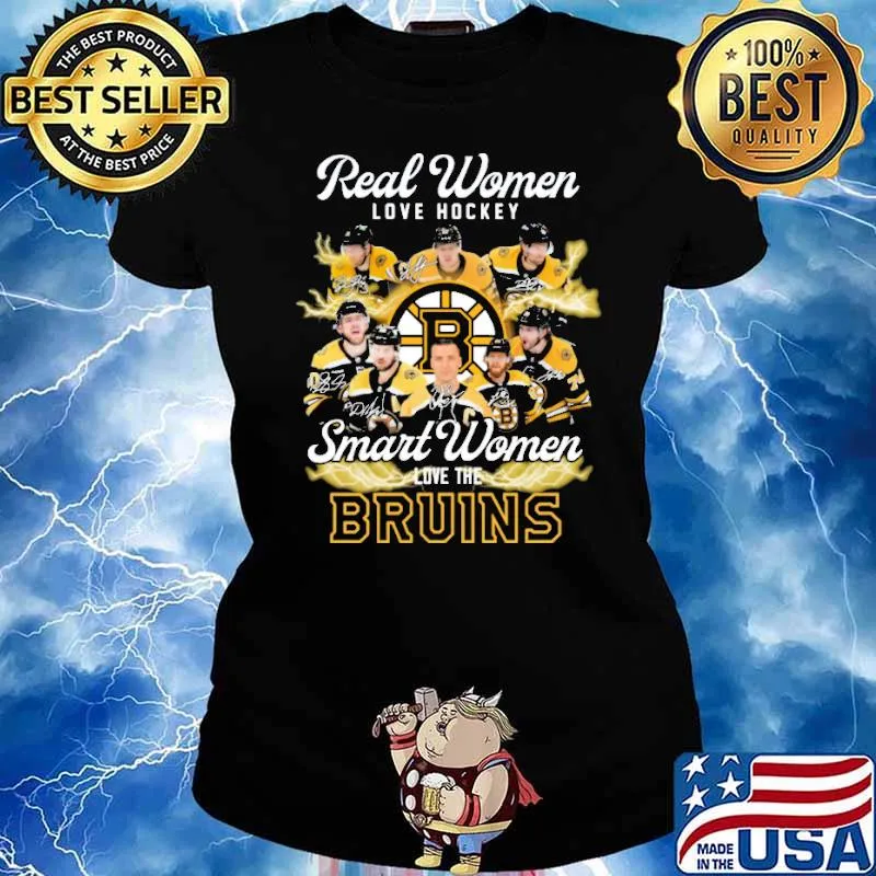 NHL real women love hockey smart women love the bruins signatures s Ladies tee
