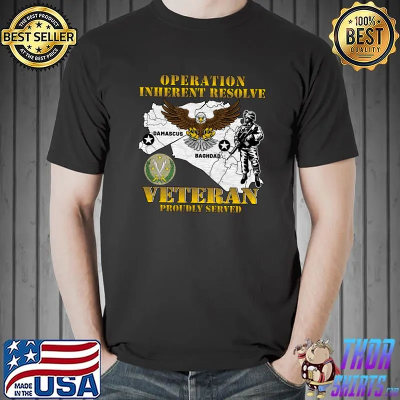 Operation Inherent Resolve Veteran Proudly Served Eagle Vintage T-Shirt