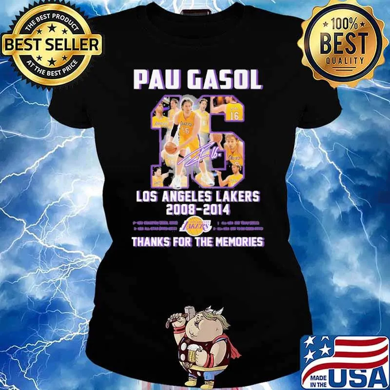 Pau Gasol Los Angeles Lakers 2008-2014 thanks for the memories signature s Ladies tee