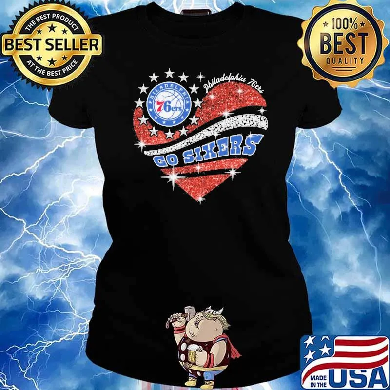 Philadelphia 76ers go sixers diamond heart s Ladies tee