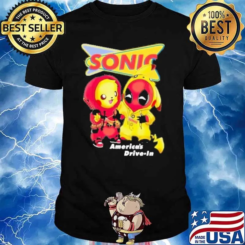 Pikachu deadpool Sonic America's drive in shirt